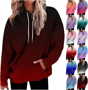 Womens Oversized Fleece Hoodies Long Sleeve Tie Dye Sweatshirts Trendy Loose Fit Pullover Sweaters Y2K Clothes