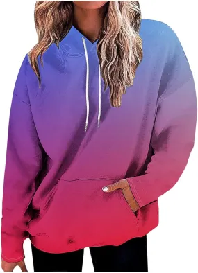 Womens Oversized Fleece Hoodies Long Sleeve Tie Dye Sweatshirts Trendy Loose Fit Pullover Sweaters Y2K Clothes